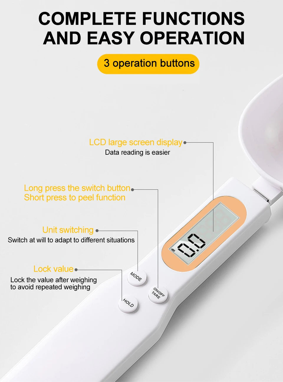 Nueva cuchara de pesaje ajustable con medición Digital LCD, báscula para café en polvo, báscula para hornear, cuchara medidora electrónica, herramientas de cocina