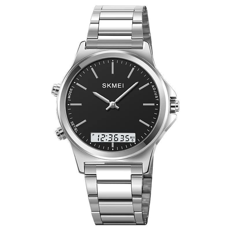 Reloj cronógrafo digital con pantalla de luz trasera de acero completo, relojes de pulsera con alarma impermeables para hombre