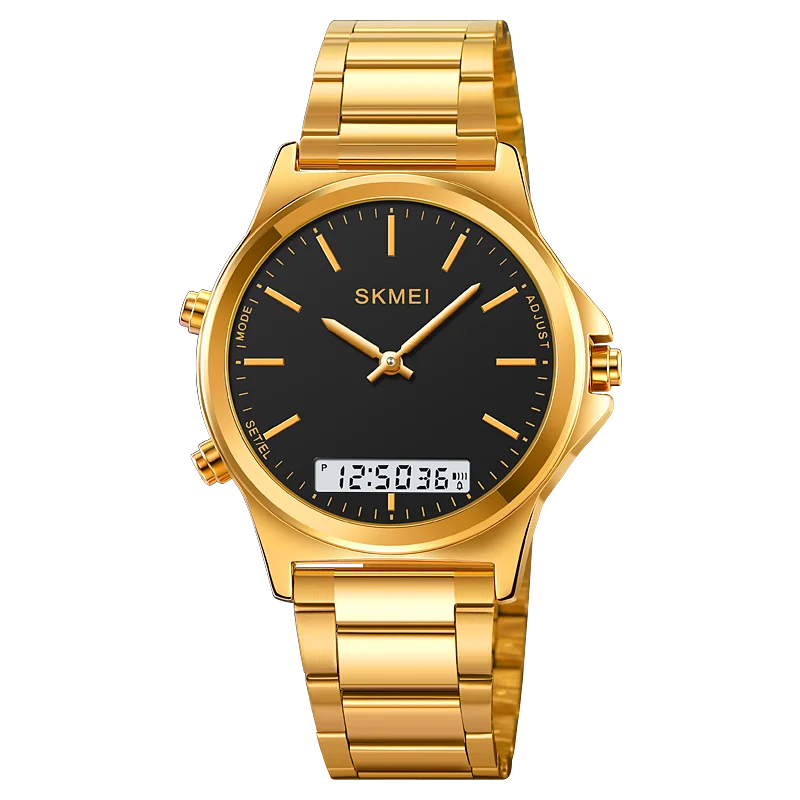 Reloj cronógrafo digital con pantalla de luz trasera de acero completo, relojes de pulsera con alarma impermeables para hombre