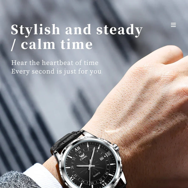 Reloj de cuarzo para hombre con doble calendario y correa de acero marca OPK