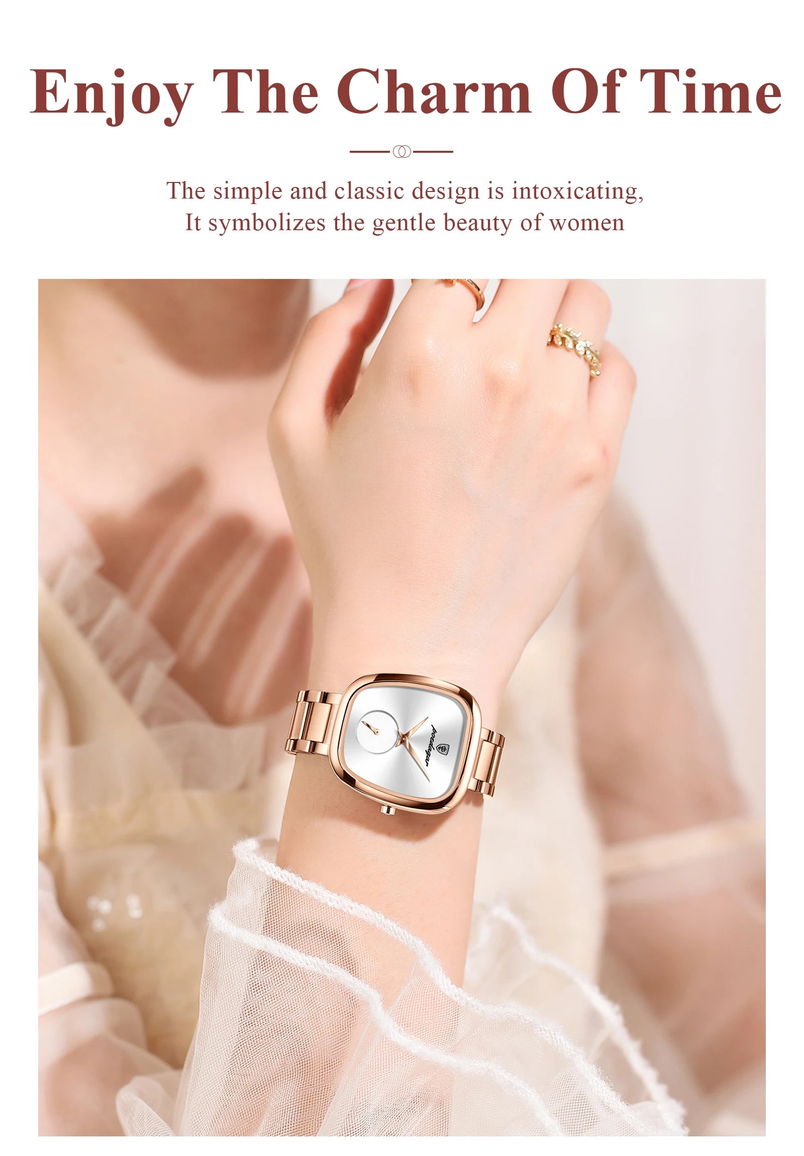 Reloj POEDAGAR elegante de lujo para mujer, Reloj de cuarzo de acero inoxidable resistente al agua para mujer, relojes informales de alta calidad para mujer