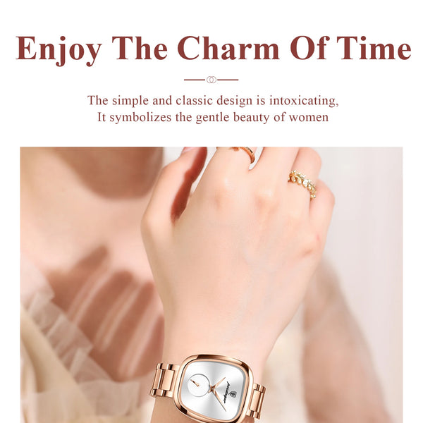 Reloj POEDAGAR elegante de lujo para mujer, Reloj de cuarzo de acero inoxidable resistente al agua para mujer, relojes informales de alta calidad para mujer