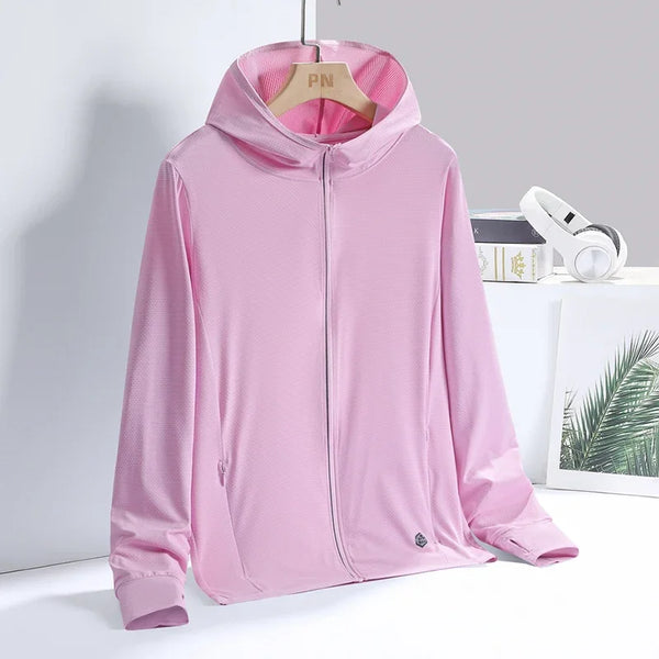 Chaqueta unisex novedad de verano UPF 50+ UV protección solar chaqueta con capucha hombres mujeres ligero senderismo al aire libre