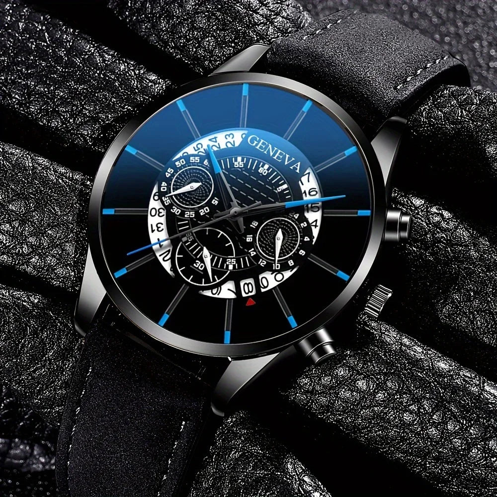 Reloj de cuarzo con correa hueca versátil para hombre, Reloj clásico de calle a la moda + 1 pulsera