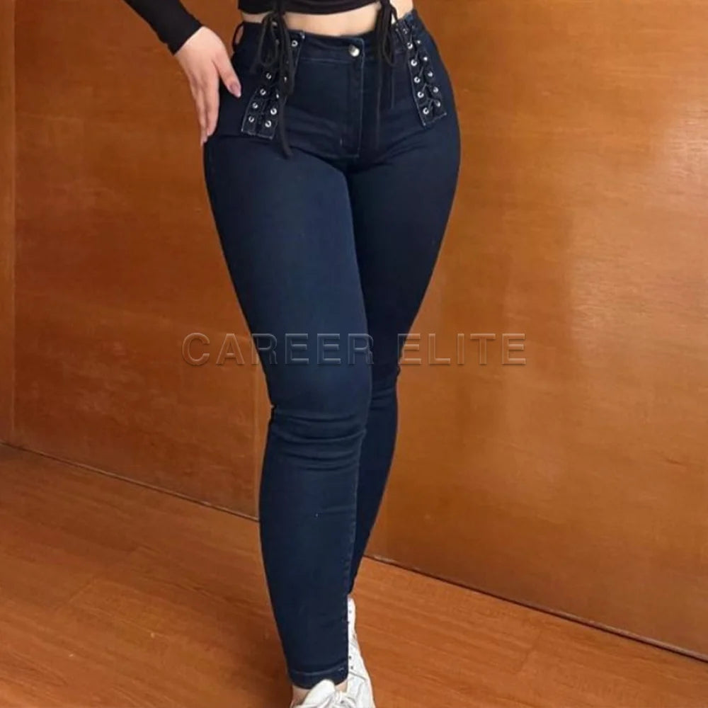 Pantalones vaqueros Vintage ajustados de cintura alta para mujer, viste elegante y sexy