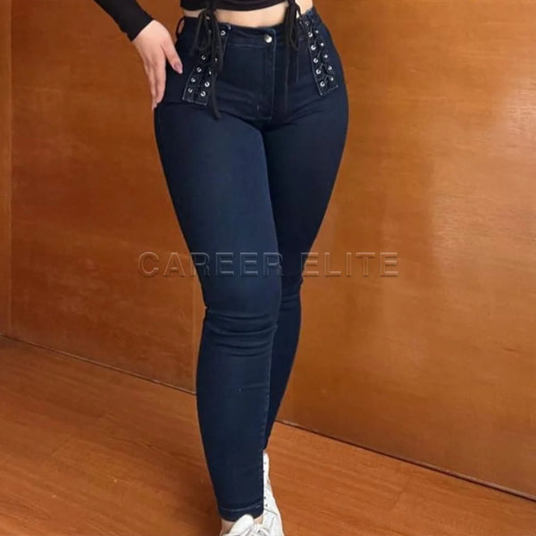 Pantalones vaqueros Vintage ajustados de cintura alta para mujer, viste elegante y sexy