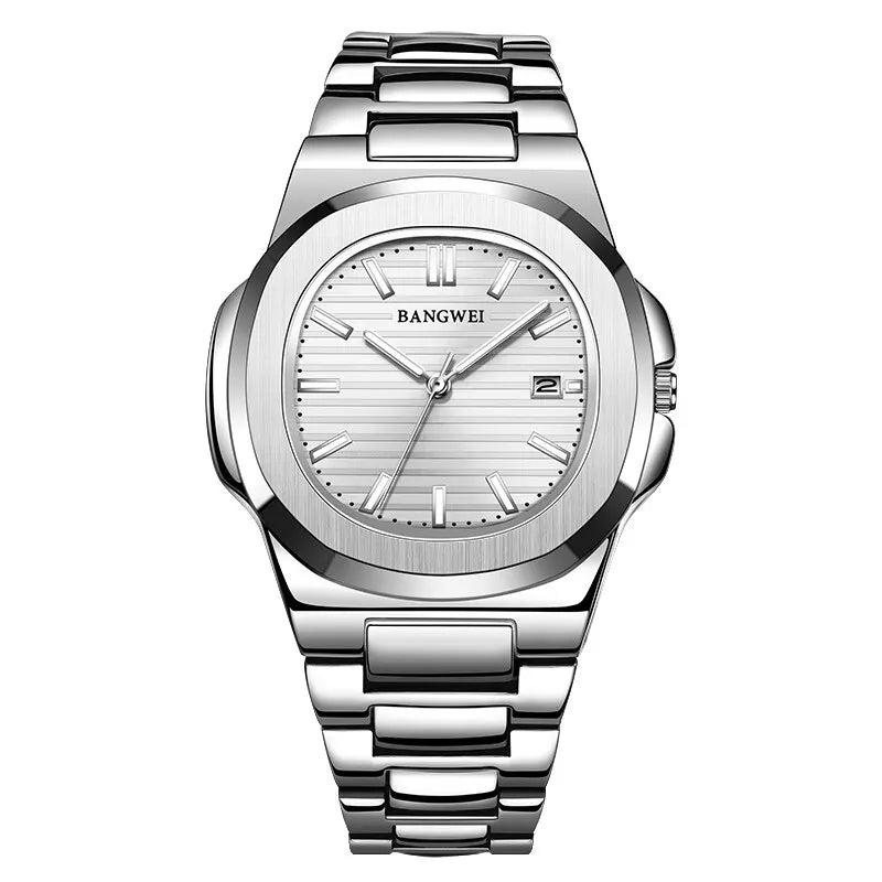 Reloj de cuarzo de lujo para hombre, reloj cronógrafo deportivo de acero inoxidable resistente al agua 30M