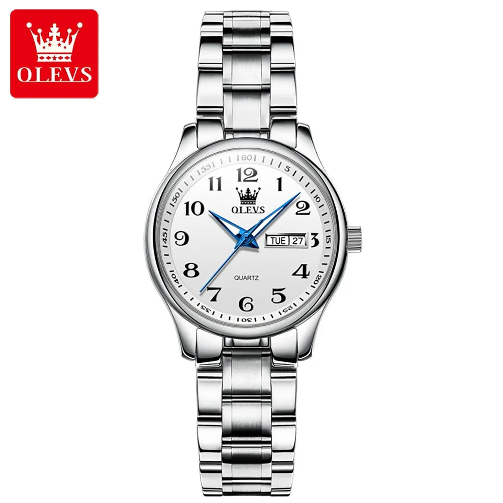 Reloj elegante a la moda para mujer, reloj de lujo de acero inoxidable luminoso