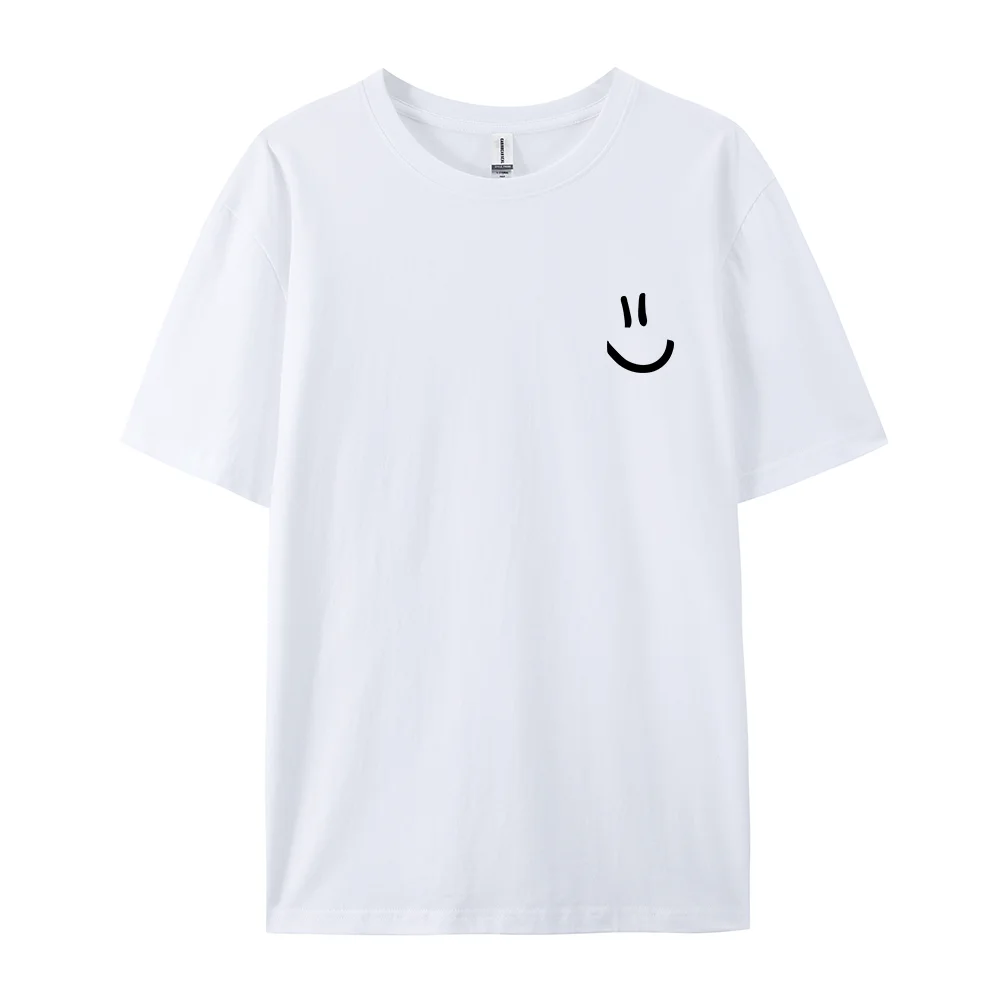 Camisetas minimalistas con estampado gráfico de cara sonriente para hombre, camiseta de Hip Hop, ropa, camiseta transpirable de verano