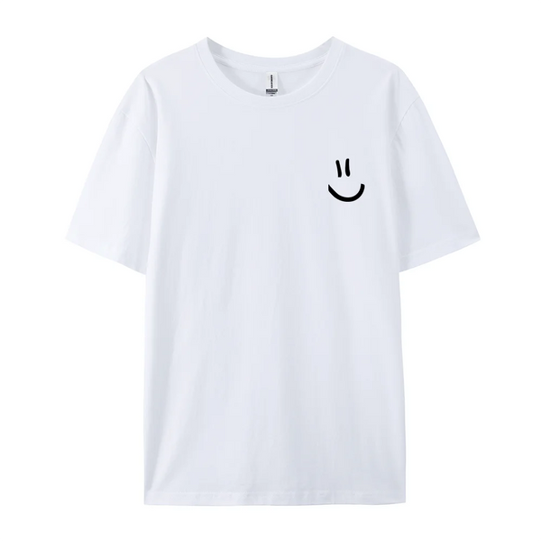 Camisetas minimalistas con estampado gráfico de cara sonriente para hombre, camiseta de Hip Hop, ropa, camiseta transpirable de verano