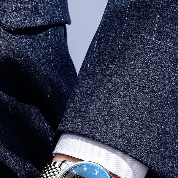 Reloj de lujo para hombre, reloj de pulsera de cuarzo resistente al agua con fecha luminosa y semana, reloj deportivo de moda de acero inoxidable para hombre