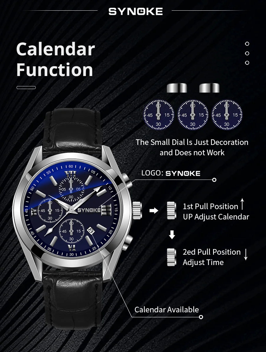 Reloj de cuarzo para hombre, cronógrafo con correa No mecánica, de aleación, con brillo nocturno, resistente al agua, con calendario, a la moda, para negocios