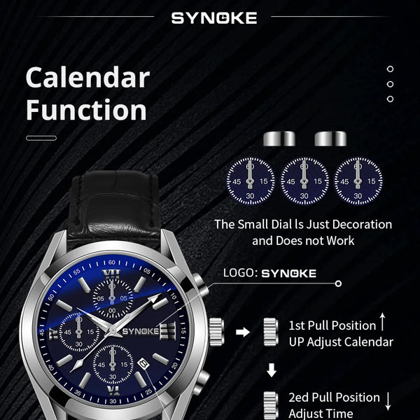 Reloj de cuarzo para hombre, cronógrafo con correa No mecánica, de aleación, con brillo nocturno, resistente al agua, con calendario, a la moda, para negocios