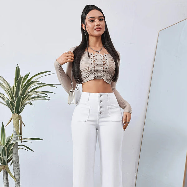 Pantalon jean comodo y versatil para mujer, decide vestir Única y a la moda