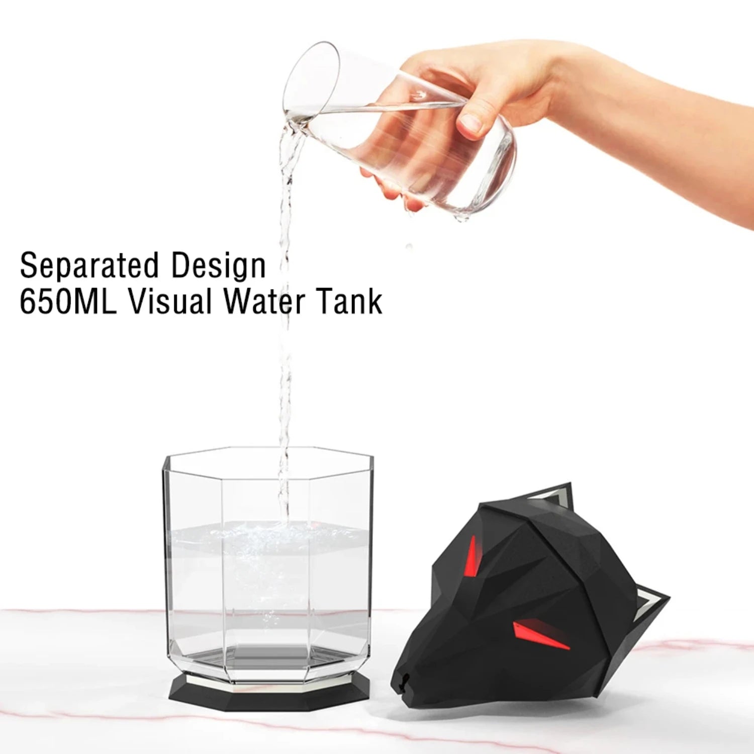 Humidificador de luz nocturna de ojo de lobo, eficiente y colorido, con capacidad de 650ml, difusor de aromaterapia silencioso alimentado por USB para el hogar