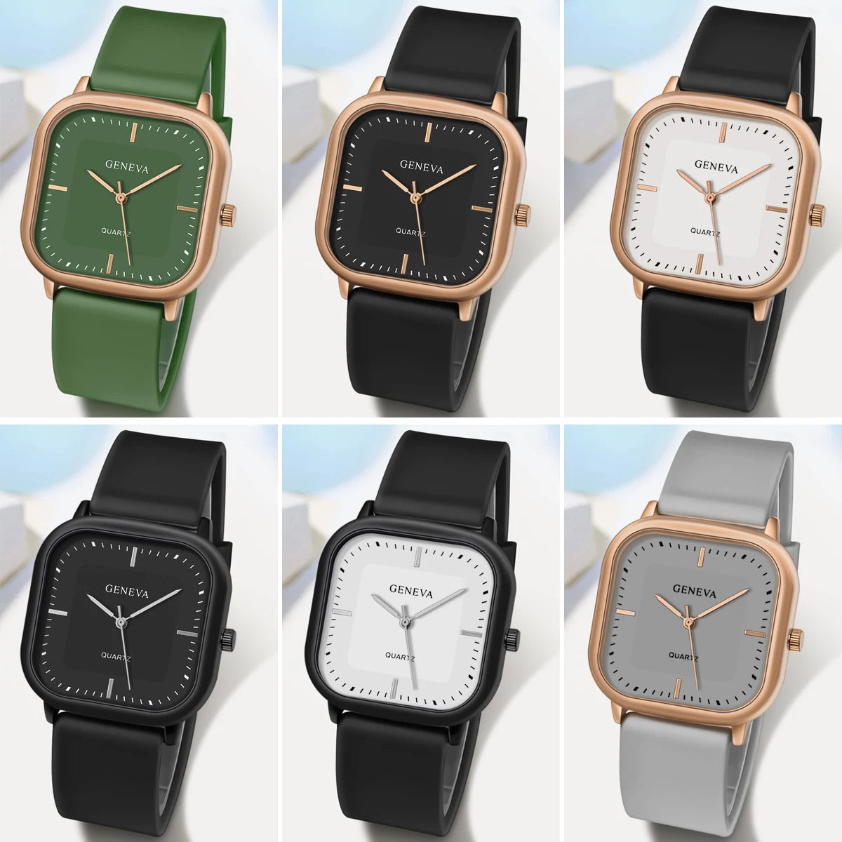 Reloj de silicona de cuarzo cuadrado Simple elegante informal para mujer a la moda regalo para hombres y mujeres