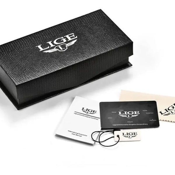 Reloj LIGE para Mujer, reloj de cuero de moda resistentes al agua para Mujer, Reloj de pulsera de lujo de marca