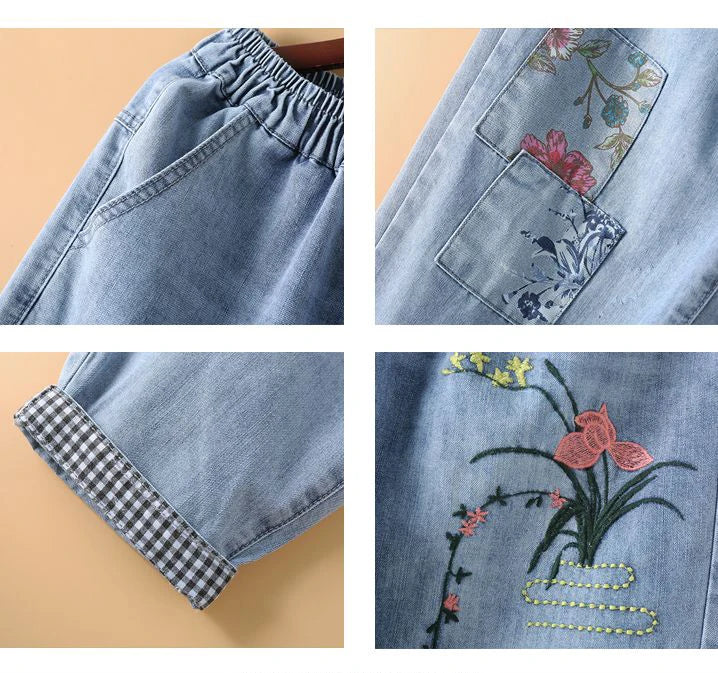 Pantalon holgado con bordado elegante para mujer, dale frescura y estilo a tu outfit