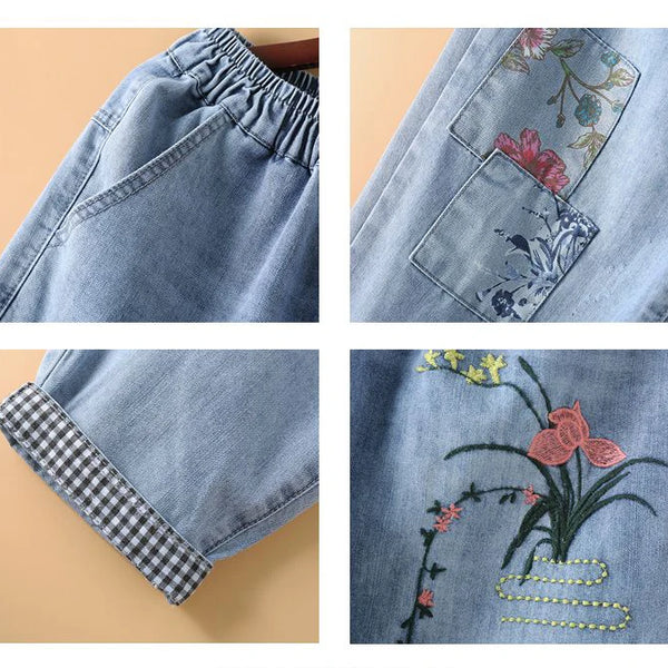 Pantalon holgado con bordado elegante para mujer, dale frescura y estilo a tu outfit