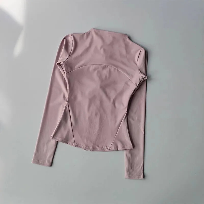 Chaqueta deportiva con cremallera para mujer, abrigos para entrenamiento y correr, cárdigan cálido de manga larga para gimnasio, chaqueta ajustada, ropa deportiva