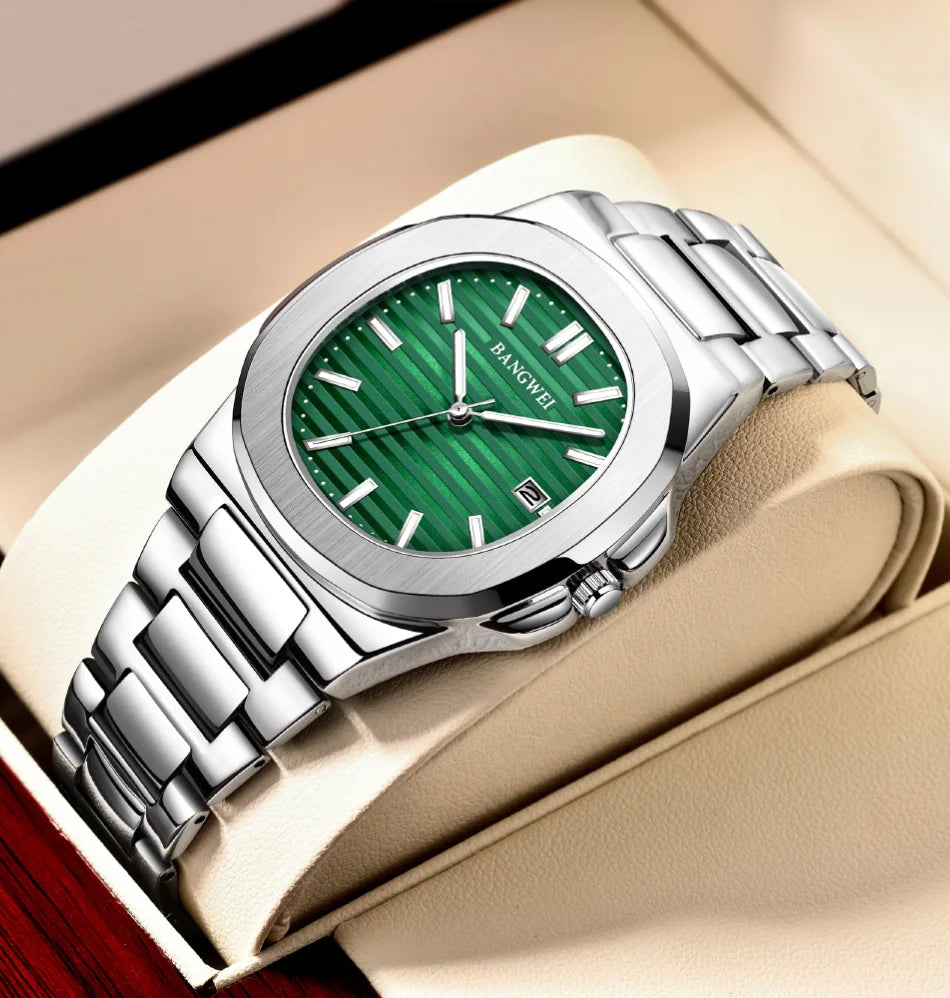 Reloj de cuarzo de lujo para hombre, reloj cronógrafo deportivo de acero inoxidable resistente al agua 30M