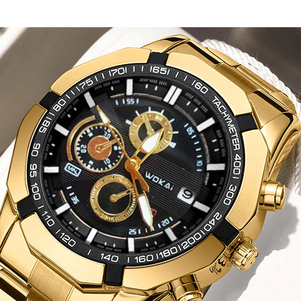 Reloj de cuarzo con esfera de acero para hombre, pulsera de negocios con esfera a escala