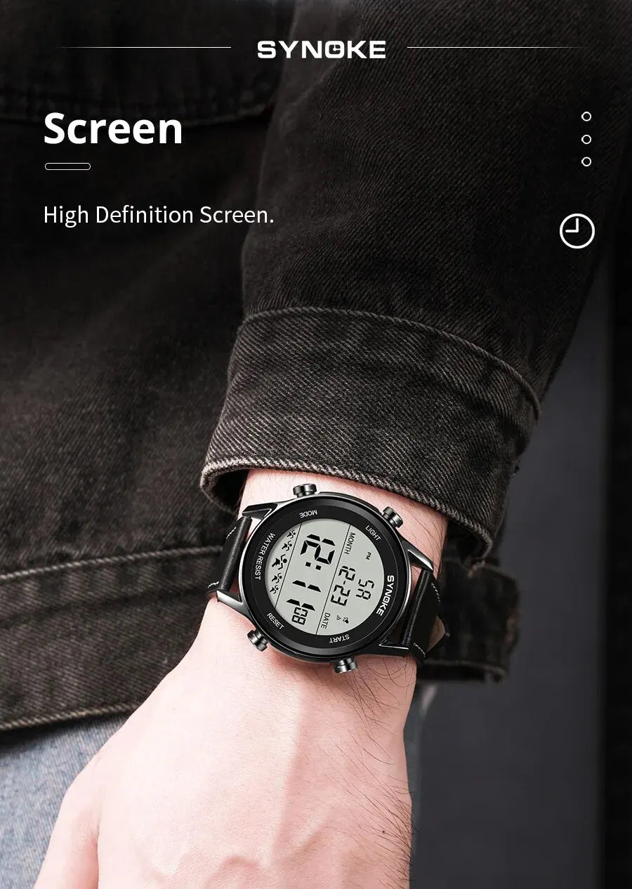 Reloj deportivo multifuncional para hombre, pantalla grande resistente al agua, luminoso, LED, Digital, correa de moda