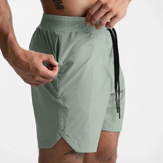 Pantalones cortos tejidos de una sola capa para hombre, secado rápido, Color sólido, para correr, Fitness, deportes, americanos, cómodos