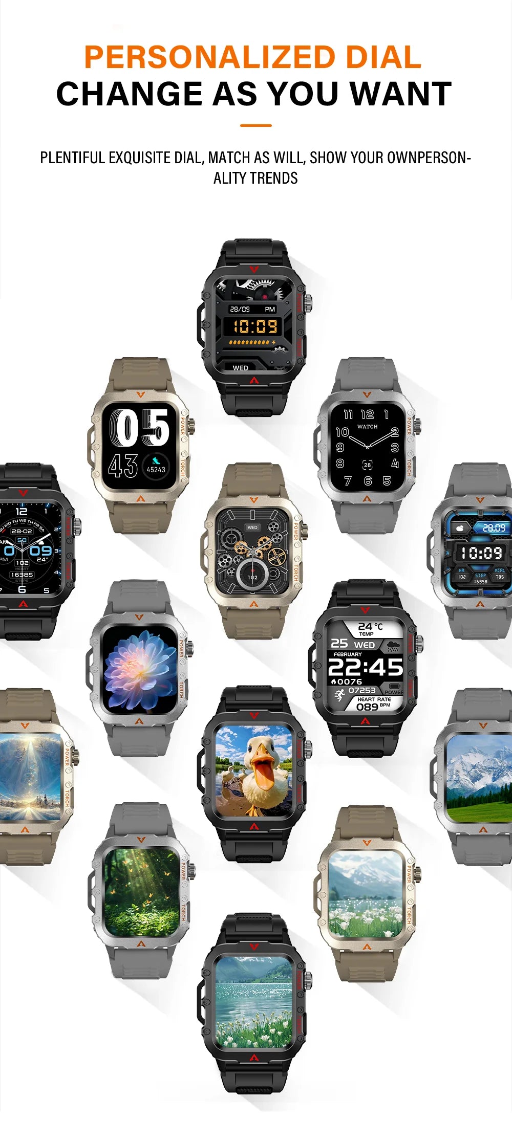 reloj inteligente militar para hombres al aire libre Bluetooth Talk deportes Monitor de ritmo cardíaco reloj inteligente Android IOS