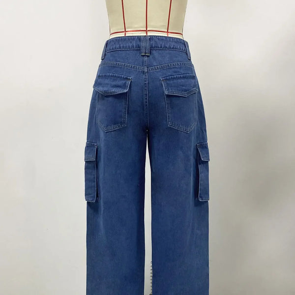 Pantalones Cargo con múltiples bolsillos de cintura media para mujer, Pantalón retro de calidad