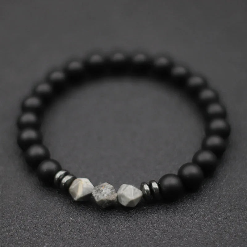 Pulsera de moda para Hombre, pulsera de piedra de ónix negro, ojos de tigre naturales irregulares, cuentas de sodalita, accesorios para Hombre