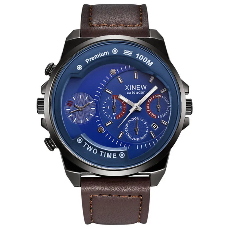 Relojes baratos de la marca XINEW para hombres y estudiantes - Reloj de moda con correa de cuero, fecha simple y movimiento de cuarzo