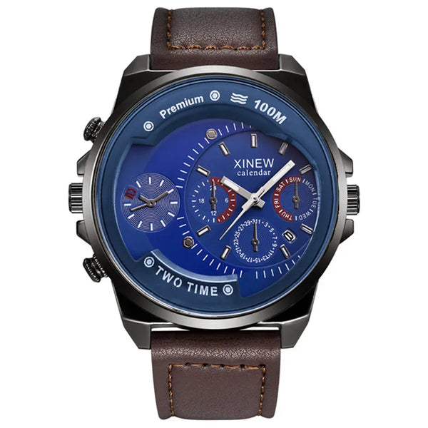 Relojes baratos de la marca XINEW para hombres y estudiantes - Reloj de moda con correa de cuero, fecha simple y movimiento de cuarzo