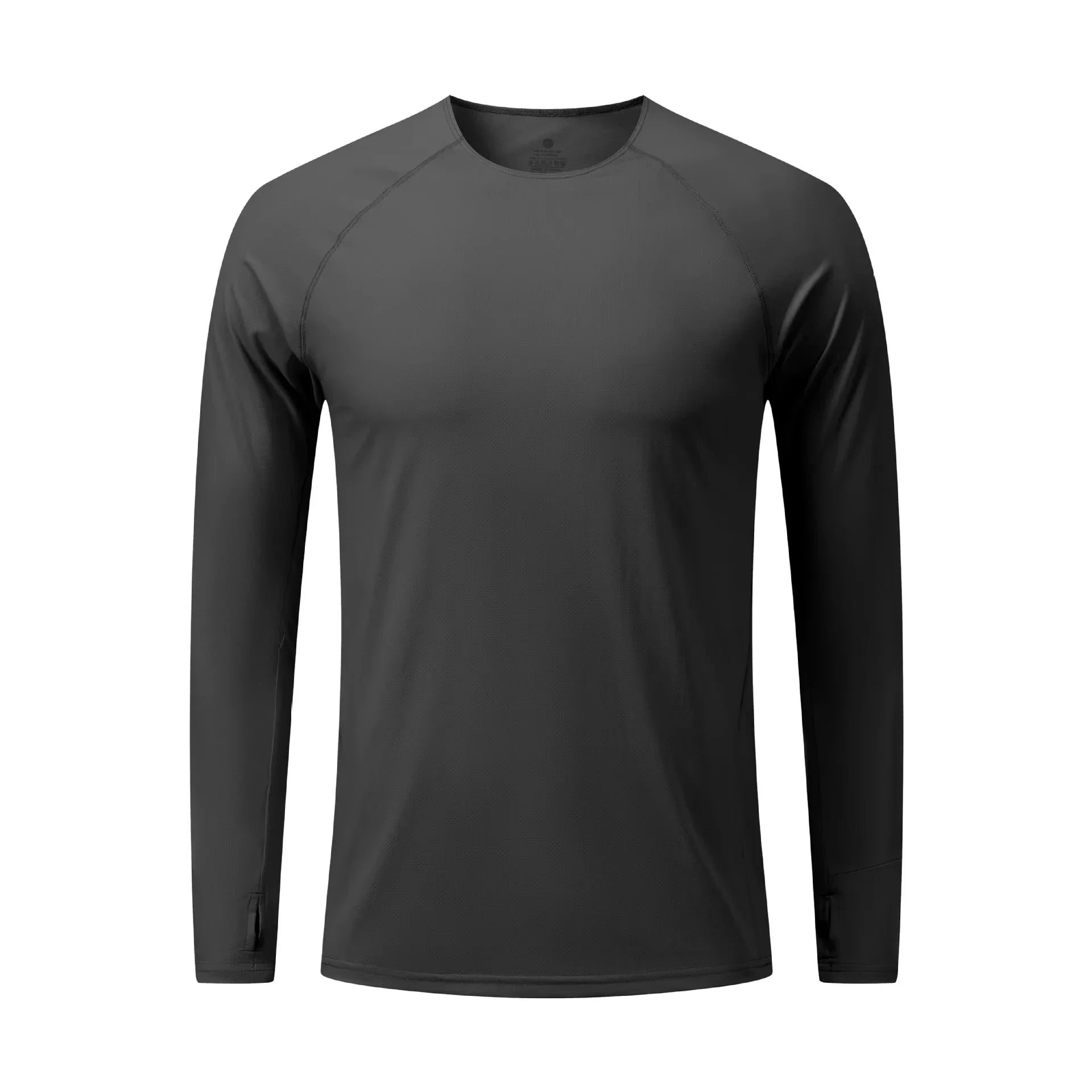Camiseta para correr maratón para hombre, camiseta de manga larga Anti-UV de secado rápido para entrenamiento, traje de entrenamiento físico con agujero para el pulgar, puño antiestático