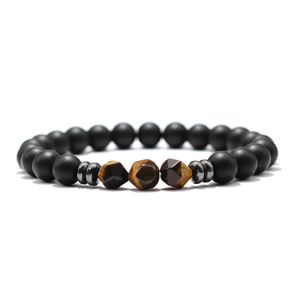 Pulsera de moda para Hombre, pulsera de piedra de ónix negro, ojos de tigre naturales irregulares, cuentas de sodalita, accesorios para Hombre