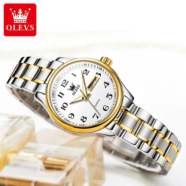 Reloj elegante a la moda para mujer, reloj de lujo de acero inoxidable luminoso