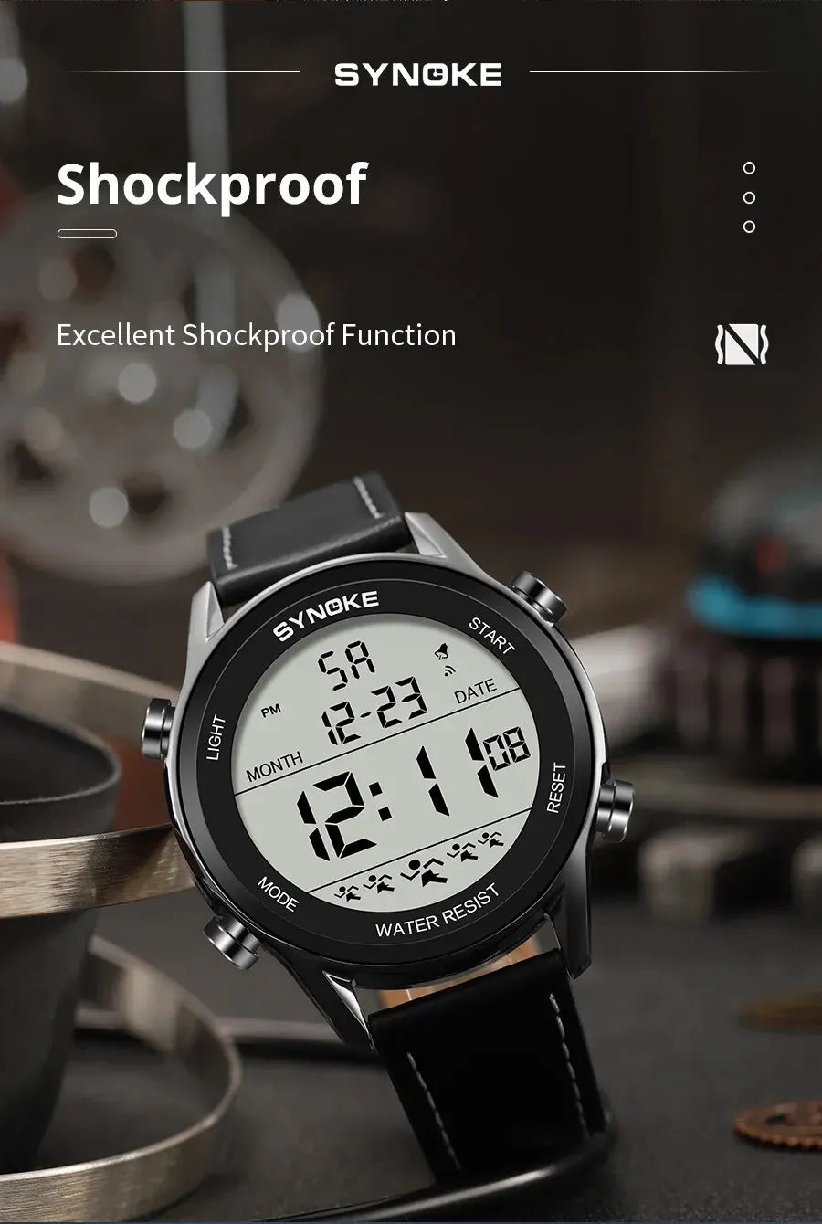 Reloj deportivo multifuncional para hombre, pantalla grande resistente al agua, luminoso, LED, Digital, correa de moda