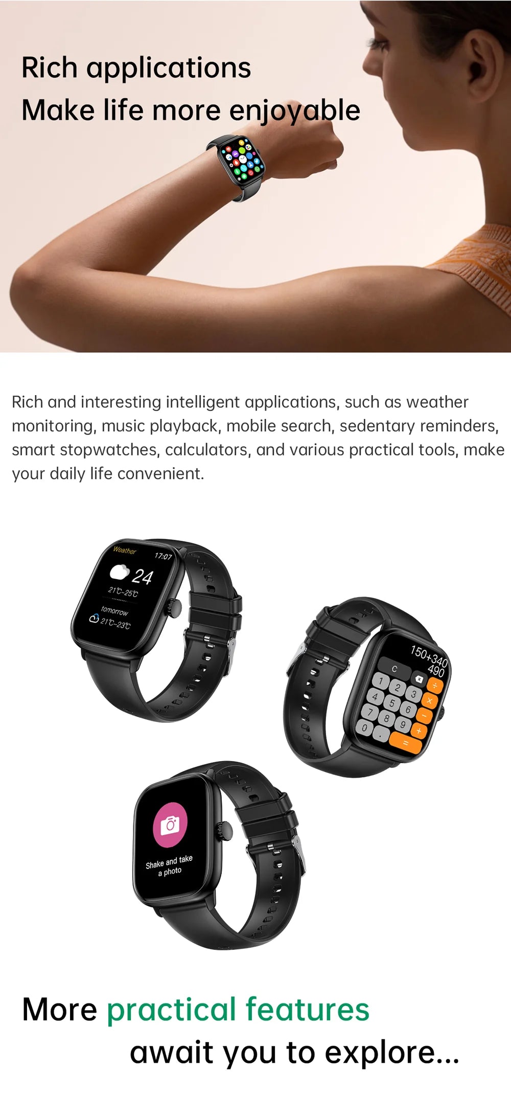Reloj inteligente con Bluetooth, llamadas, música, relojes inteligentes para hombres, pantalla completamente táctil de 2,01 ", rastreador de Fitness, reloj inteligente resistente al agua