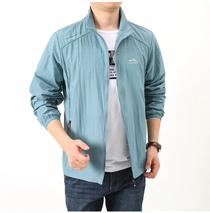 Chaqueta de senderismo de secado rápido para hombre, abrigos impermeables con protección solar UV, para deportes al aire libre, pesca, Camping, correr, verano