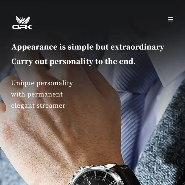 Reloj de cuarzo para hombre con doble calendario y correa de acero marca OPK