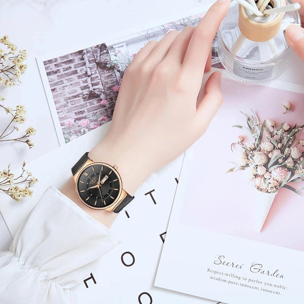 Reloj LIGE para mujer, reloj lujoso y elegante de cuarzo ultrafino