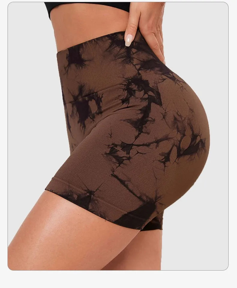 Espectacular short deportivo sin costuras teñidos para mujer, ideal para moldear tu figura y hacer ejercic