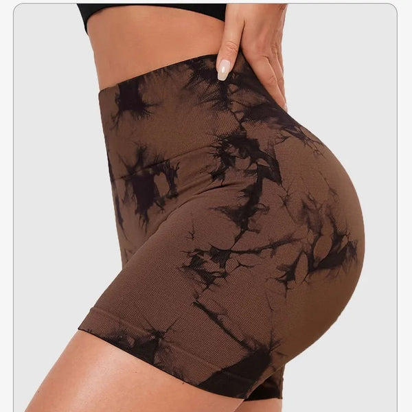 Espectacular short deportivo sin costuras teñidos para mujer, ideal para moldear tu figura y hacer ejercic