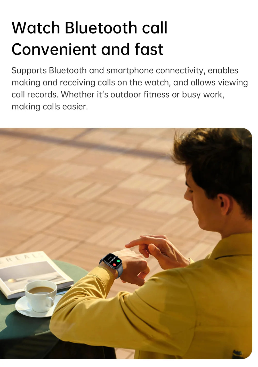 Reloj inteligente con Bluetooth, llamadas, música, relojes inteligentes para hombres, pantalla completamente táctil de 2,01 ", rastreador de Fitness, reloj inteligente resistente al agua