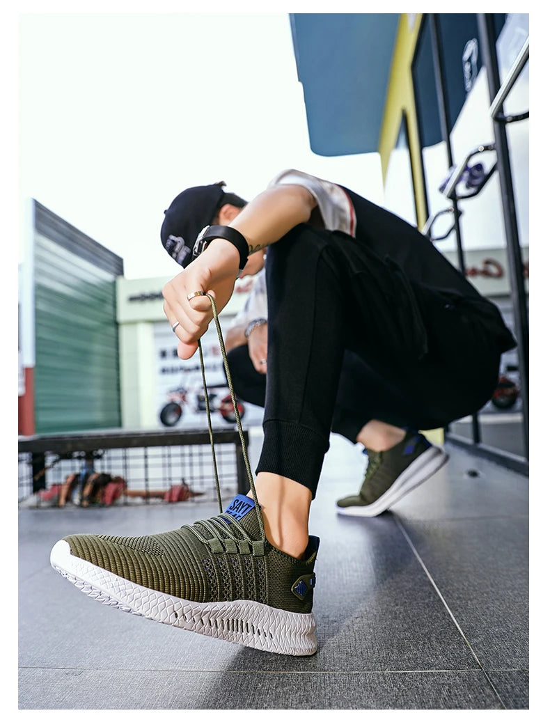 Zapatos de deporte a la moda para hombre, zapatos informales de malla con cordones, zapatillas ligeras transpirables para caminar, zapatos para hombre