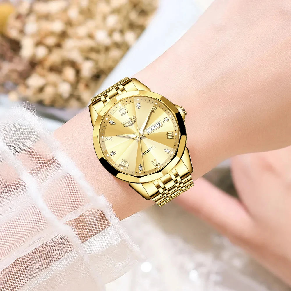 Reloj de pulsera LIGE de cuarzo a la moda, reloj resistente al agua de lujo de marca elegante