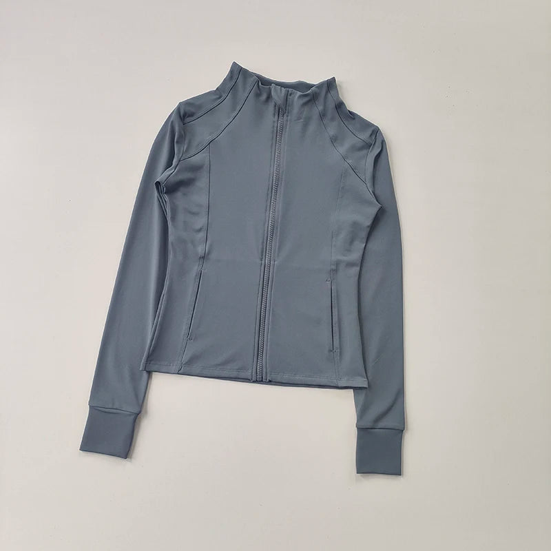 Chaqueta deportiva con cremallera para mujer, abrigos para entrenamiento y correr, cárdigan cálido de manga larga para gimnasio, chaqueta ajustada, ropa deportiva