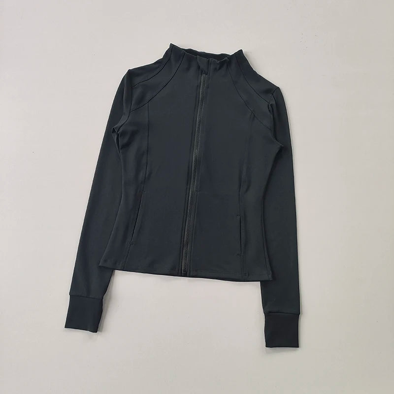 Chaqueta deportiva con cremallera para mujer, abrigos para entrenamiento y correr, cárdigan cálido de manga larga para gimnasio, chaqueta ajustada, ropa deportiva