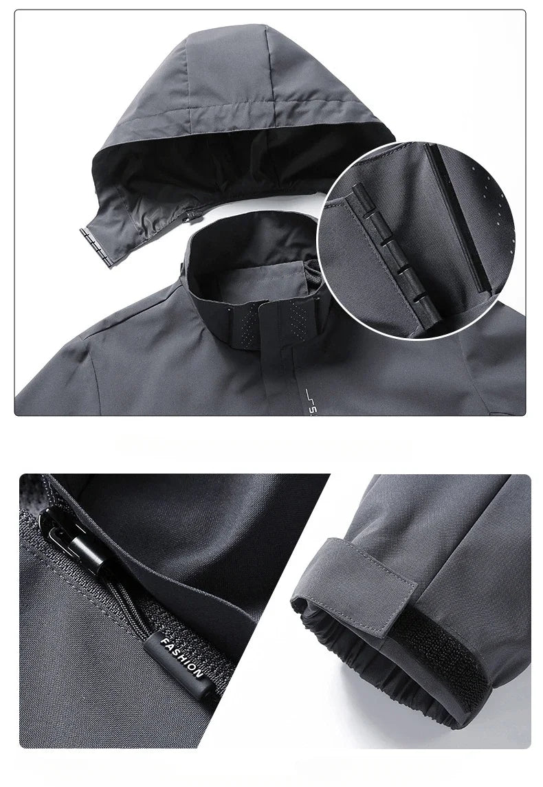 Chaqueta impermeable para hombre, impermeable exterior ligero con capucha para exteriores, chaqueta a prueba de viento para senderismo, chaquetas para escalar al aire libre