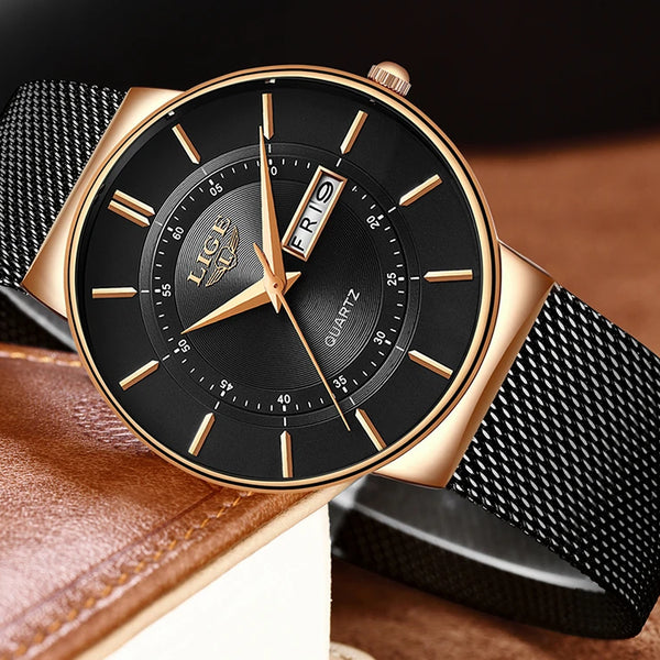 Reloj LIGE para mujer, reloj lujoso y elegante de cuarzo ultrafino